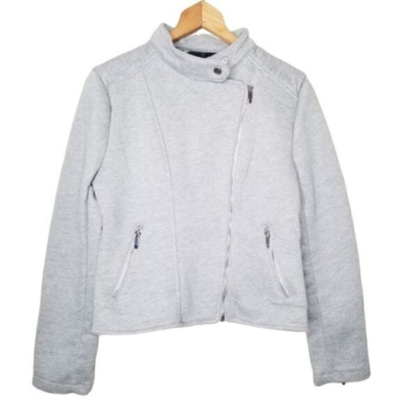 Forever 21 Light Gray Moto Jacket Zip - Picture 3 of 7